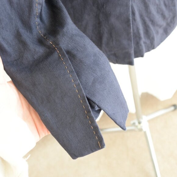 ARJE Nora Linen Blazer Navy Button Sleeves Sz XS - Picture 8 of 10